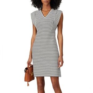 Derek Lam Black and White Striped V‑Neck Dress